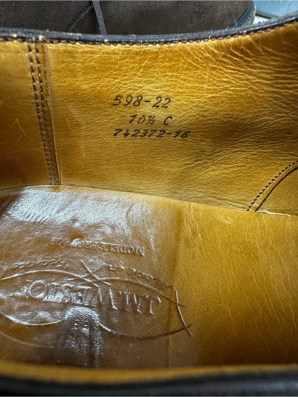 JM Weston 598 Demi-Chasse Split Toe Derby Brown Suede Shoes Men 10.5 UK/ 11.5 US